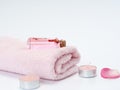 spa products of rose essential oil Royalty Free Stock Photo