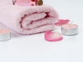 spa products of rose essential oil Royalty Free Stock Photo