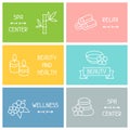 Spa and recreation business cards with icons in