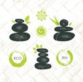 Spa Retreat Organic Eco Pebble Garden Zen Design Element. Wellness Spa Nature Friendly Vector Concept Royalty Free Stock Photo