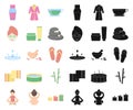 Spa salon and equipment cartoon,black icons in set collection for design. Relaxation and rest vector symbol stock web