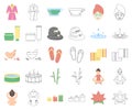 Spa salon and equipment cartoon,outline icons in set collection for design. Relaxation and rest vector symbol stock web