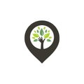 Hand tree and GPS pin logo design. Royalty Free Stock Photo