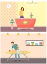 Spa Salon Reception and Massage Procedure Vector