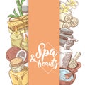 Spa Salon Wellness Beauty Hand Drawn Doodle. Aromatherapy Health Elements Set. Skin Treatment