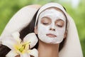 Spa salon: Young Beautiful Woman Having Facial Massage Royalty Free Stock Photo