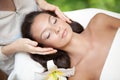 Spa salon: Young Beautiful Woman Having Facial Massage Royalty Free Stock Photo