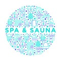 Spa, sauna concept in circle with thin line icons Royalty Free Stock Photo