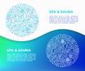 Spa, sauna concept in circle with thin line icons Royalty Free Stock Photo