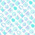 Spa, sauna seamless pattern with thin line icons