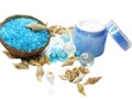 Spa sea shells salt shampoo shower gel and creme