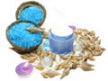 Spa sea shells salt shampoo shower gel and creme