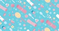 Spa seamless cartoon cute pattern blue pink white Royalty Free Stock Photo