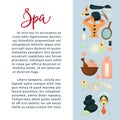 Spa services promotional banner with beauty means and sample text