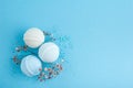 Spa set of blue bath bombs Royalty Free Stock Photo