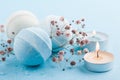 Spa set of blue bath bombs Royalty Free Stock Photo