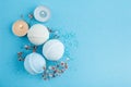 Spa set of blue bath bombs Royalty Free Stock Photo