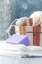 Spa set on bright background. Royalty Free Stock Photo