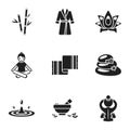 Spa set icons in black style. Big collection of spa vector symbol stock illustration Royalty Free Stock Photo