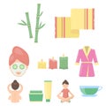 Spa set icons in cartoon style. Big collection of spa vector symbol stock illustration Royalty Free Stock Photo