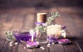 Spa set with lavender aromatherapy oil Royalty Free Stock Photo