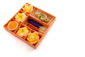 Spa Set. Roses Shaped Candles, incense sticks in orange box
