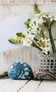 Spa set with towel candles and flowers shells Royalty Free Stock Photo