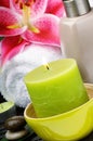 Spa setting with candle Royalty Free Stock Photo