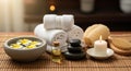 Spa setting with essential elements for Royalty Free Stock Photo