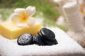 Spa setting with Frangipani flowers Royalty Free Stock Photo