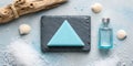 Spa Soap With Driftwood And Seashells triangle blue Royalty Free Stock Photo