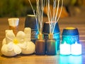 Spa still life with aromatic candles, select and soft focus Royalty Free Stock Photo