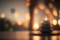 Spa still life with candles and bokeh lights on background Royalty Free Stock Photo