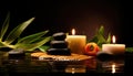 Spa still life - candles and massage stones Royalty Free Stock Photo