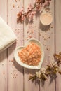 Spa still life with pink salt Royalty Free Stock Photo