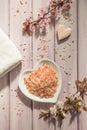 Spa still life with pink salt Royalty Free Stock Photo