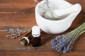 Spa still life with lavender oil, salt and flowers Royalty Free Stock Photo