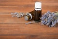 Spa still life with lavender oil, salt and flowers Royalty Free Stock Photo