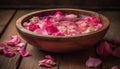 spa still life with pink rose petals spa setting with pink rose petals spa still life