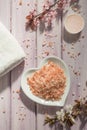 Spa still life with pink salt Royalty Free Stock Photo