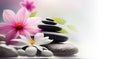 Spa still life with stones and pink flower Royalty Free Stock Photo