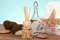 Spa still life with vanilla reed diffuser Royalty Free Stock Photo