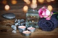 Spa still life on a wooden table Royalty Free Stock Photo