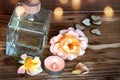 Spa still life on a wooden table Royalty Free Stock Photo