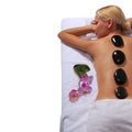 Spa Stone Massage. Blonde Woman Royalty Free Stock Photo