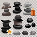 Spa stone vector zen stony therapy for beauty health and relaxation illustration of natural stoning treatment set