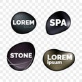 SPA stones 3D realistic icons on transparent background for logo design. Zen relaxation and massage black stone pebbles Royalty Free Stock Photo