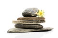 Spa stones and flower, isolated on white background. Royalty Free Stock Photo