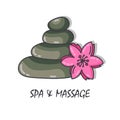 Spa stones and flower vector illustration Royalty Free Stock Photo