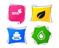 Spa stones icons. Water drop with leaf symbols. Vector